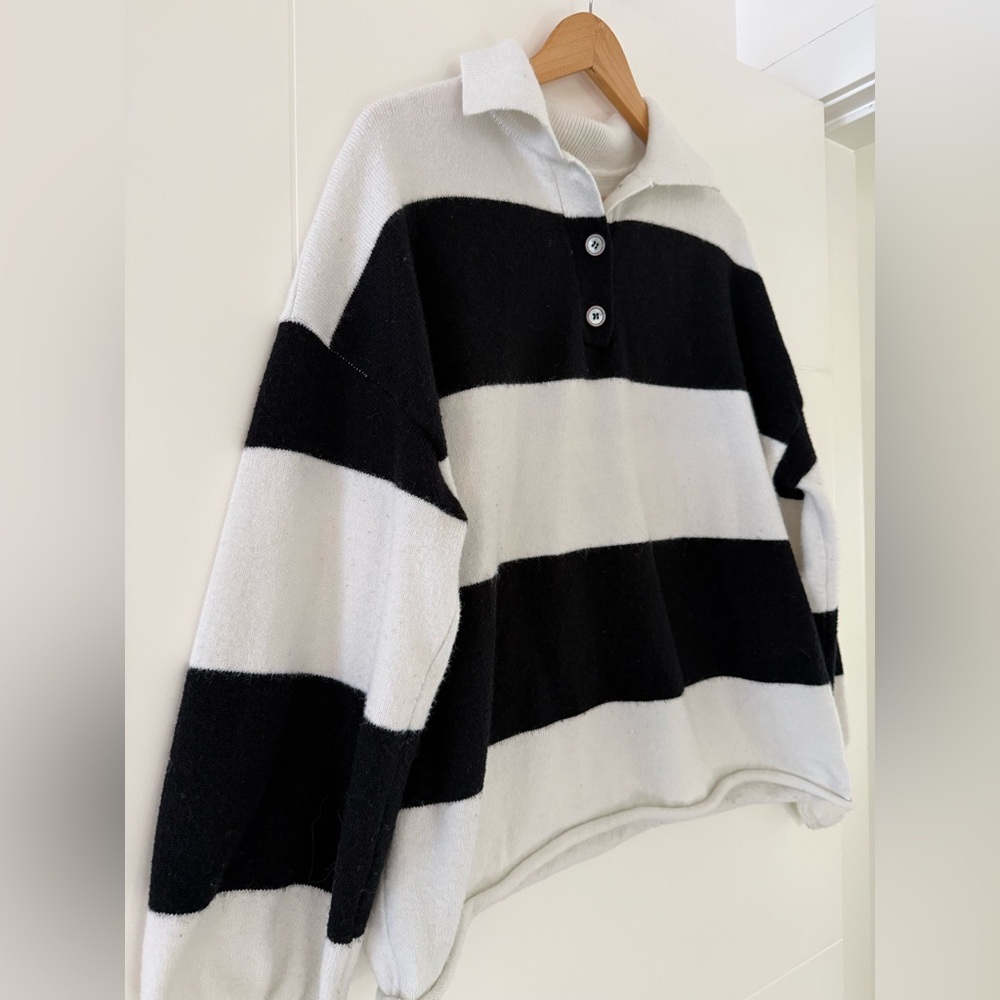 DAZY Cotton Blend Stripped Rugby Sweater, size large. - Picture 3 of 7
